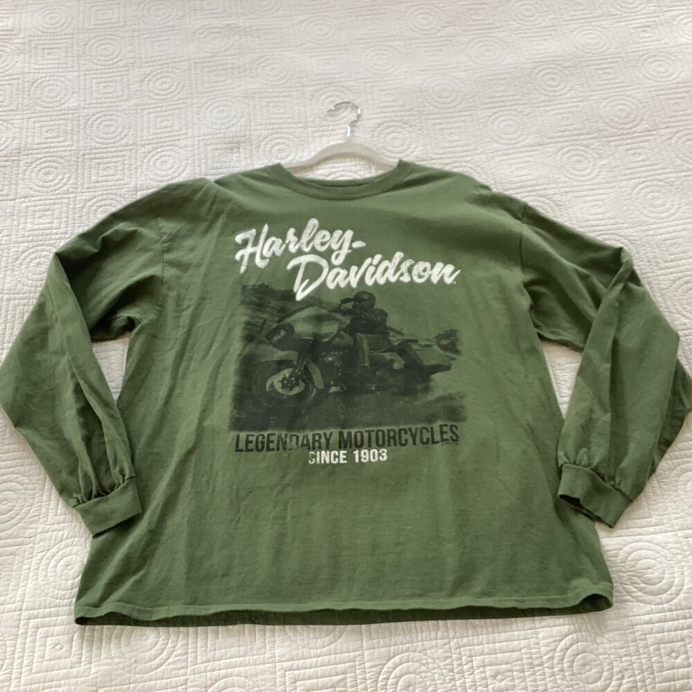 Harley Davidson Men's Green T-shirt Graphic Biker Long Sleeves L Cancun Mexico - Picture 9 of 14